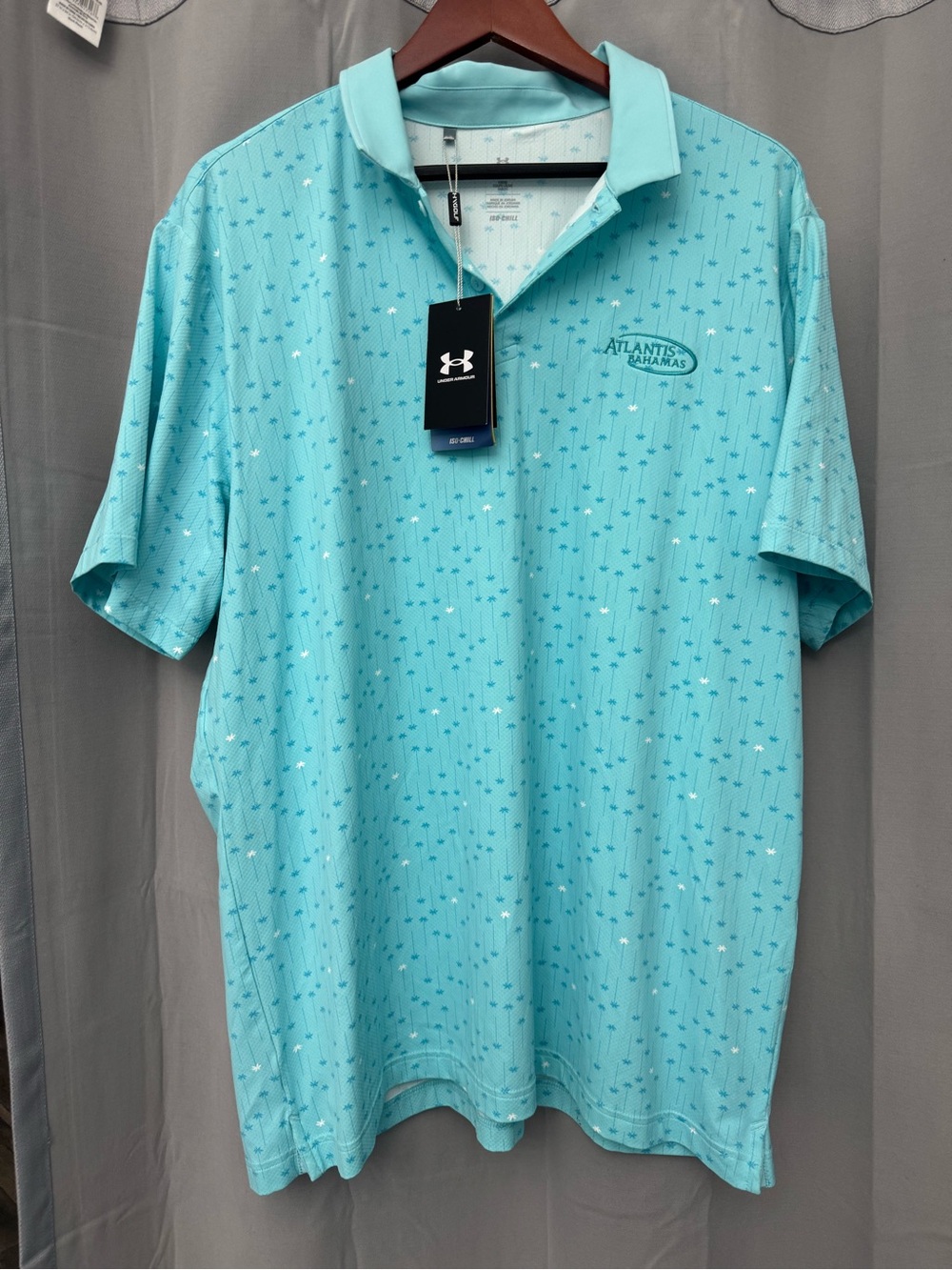 Under Armour Atlantis Bahamas Men's Aqua Performance Polo ISO chill loose XL NWT